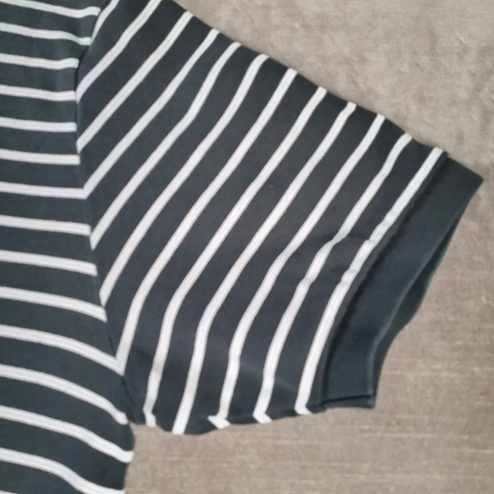 Polo‎ Ralph Lauren Vintage Polo Shirt Black White Blue Striped Mens Size Large